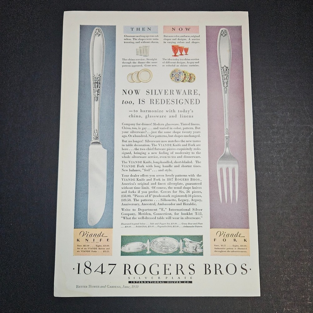 1930 Color Vintage‎ Print Ad 1847 Rogers Bros/Johns-Manville Asbestos Shingles